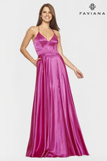 Faviana Long Satin A-Line Prom Dress S10209
