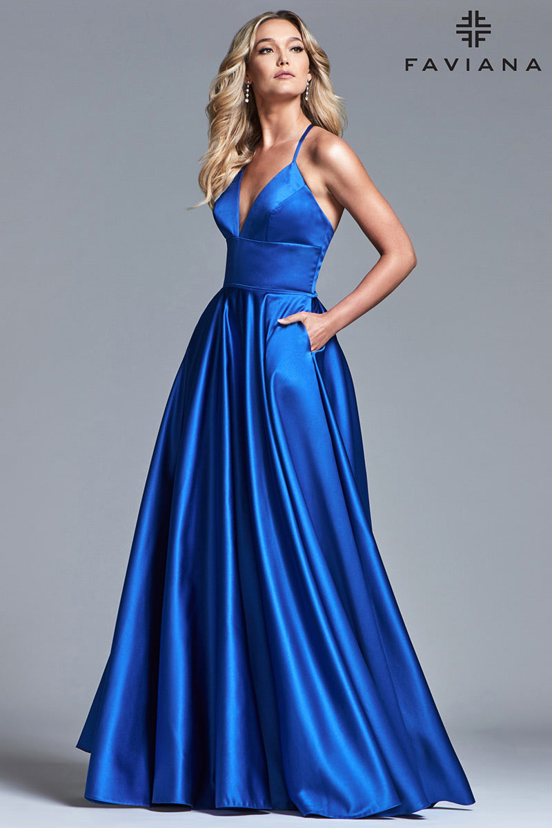 Faviana V-Neck Satin A-Line Prom Dress S10252 Faviana V-Neck Satin A-Line Prom Dress S10252