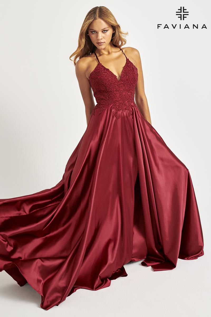 Faviana Glamour Satin A-Line Dress S10400 Faviana Glamour Satin A-Line Dress S10400