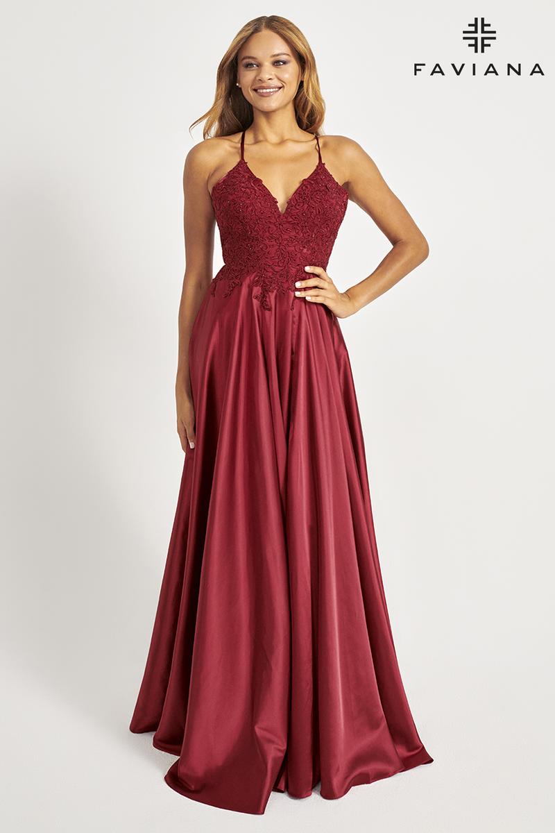 Faviana Glamour Satin A-Line Dress S10400 Faviana Glamour Satin A-Line Dress S10400