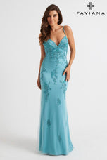 Faviana Long Lace Prom Dress S10633