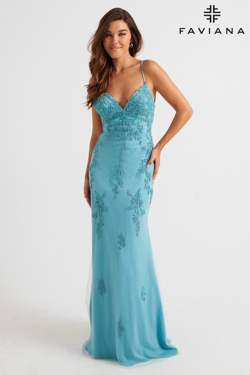 Faviana Long Lace Prom Dress S10633 Lilac / 4 Faviana Long Lace Prom Dress S10633 Lilac / 4
