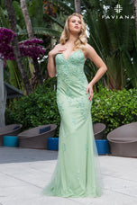 Faviana Long Lace Prom Dress S10633
