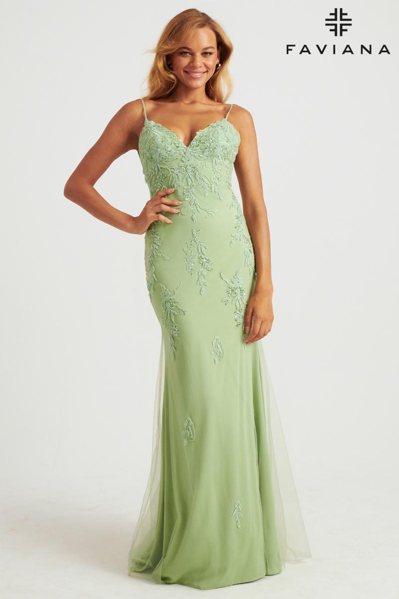 Faviana Long Lace Prom Dress S10633