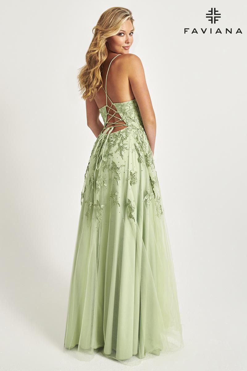 Faviana Glamour Lace A-line Prom Dress S10640 Light Yellow / 6 Faviana Glamour Lace A-line Prom Dress S10640 Light Yellow / 6