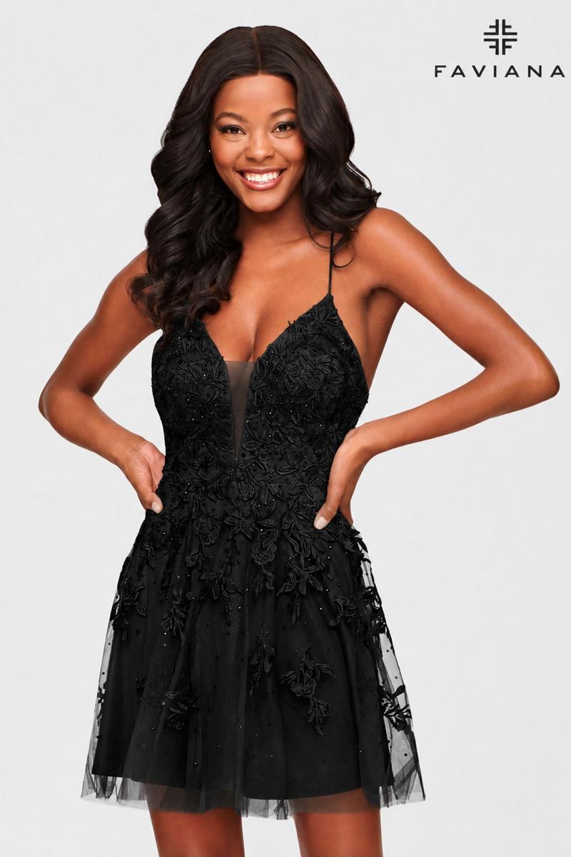 Faviana Corset Baby Doll Lace Short Dress S10709