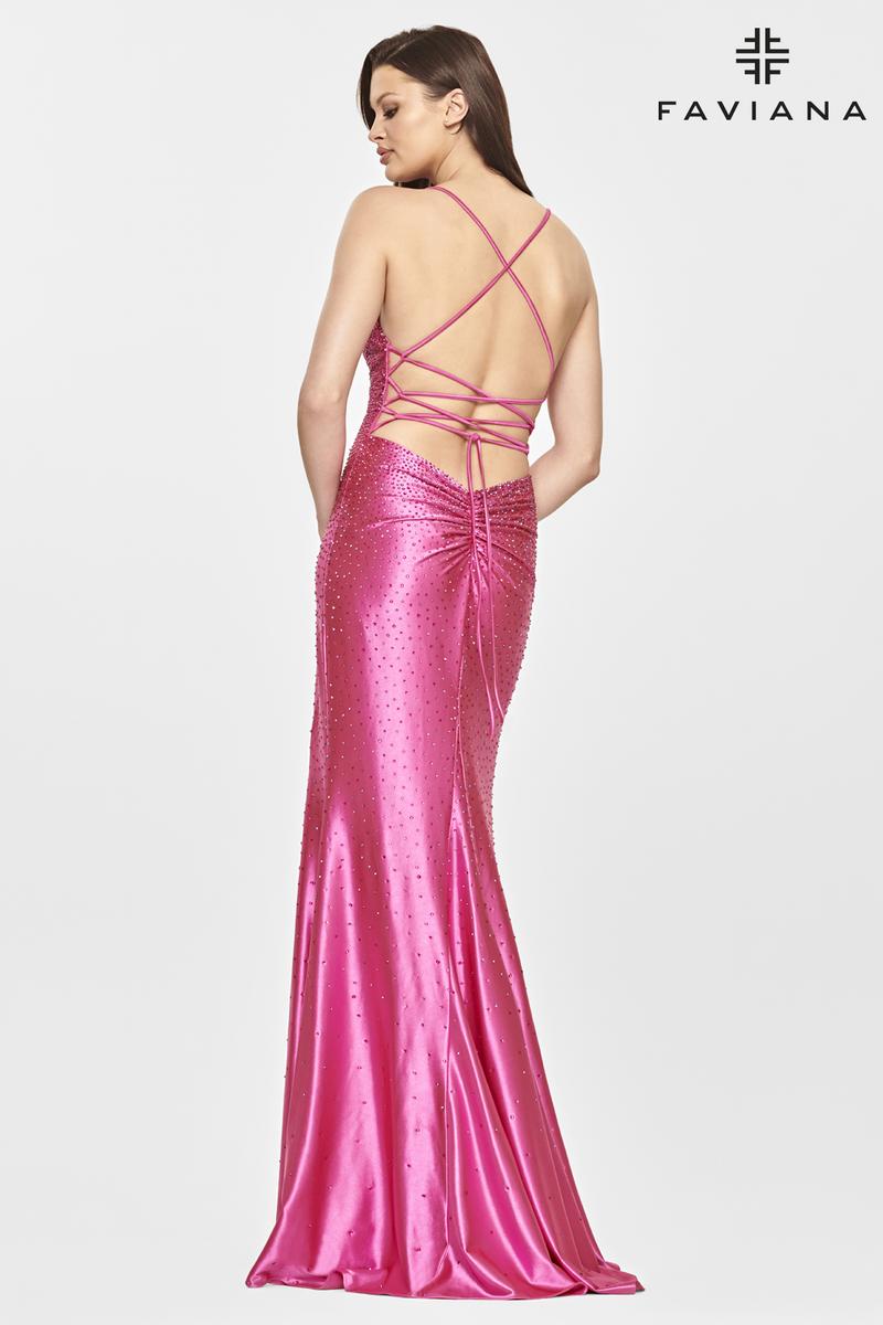 Faviana Long V-Neck Hot Stone Prom Dress S10801