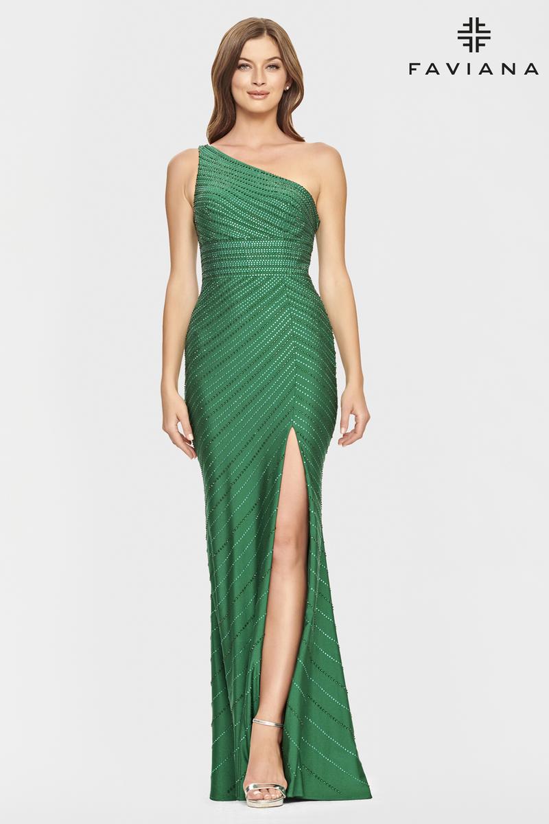 Faviana Long One Shoulder Hot Stone Prom Dress S10805