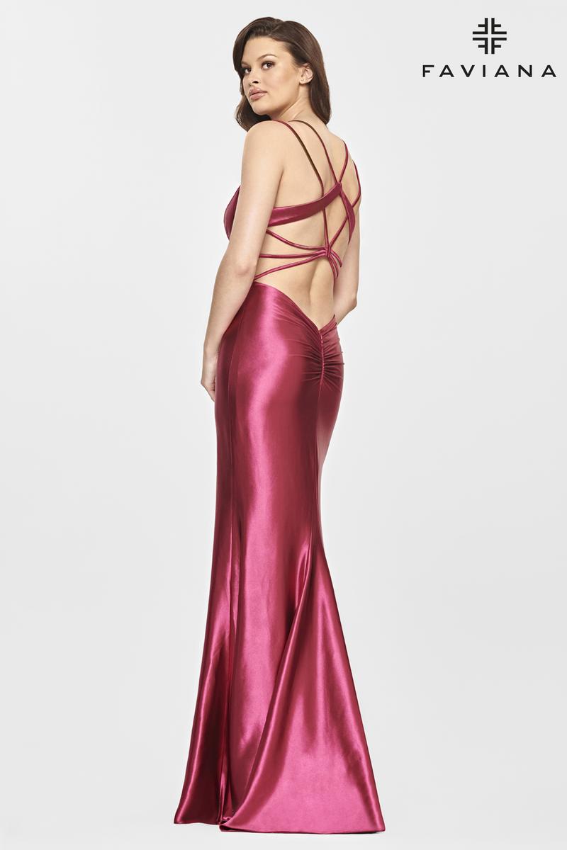 Faviana Long Satin V-Neck Prom Dress S10810 Faviana Long Satin V-Neck Prom Dress S10810