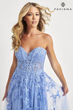 Faviana Long Strapless Lace Prom Dress S10814