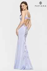 Faviana Long V-Neck Open Back Prom Dress S10815
