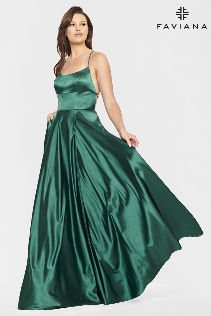 Faviana Long A-Line Satin Prom Dress S10828
