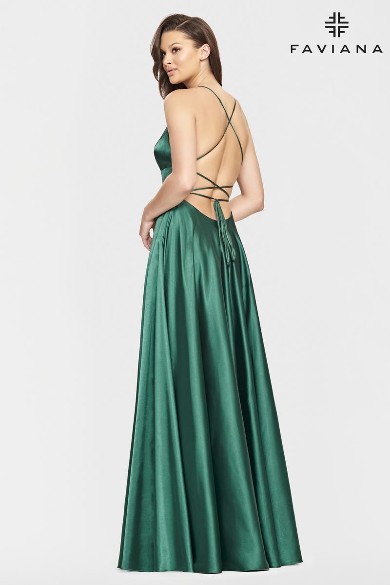 Faviana Long A-Line Satin Prom Dress S10828 Faviana Long A-Line Satin Prom Dress S10828