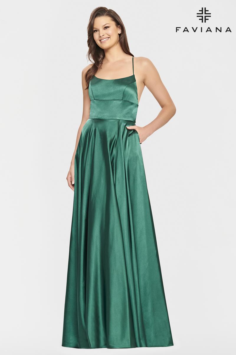Faviana Long A-Line Satin Prom Dress S10828
