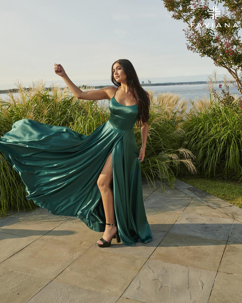 Faviana Long A-Line Satin Prom Dress S10828 Faviana Long A-Line Satin Prom Dress S10828