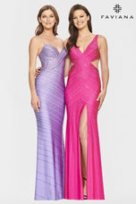 Faviana Long V-Neck Prom Dress S10830
