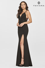 Faviana Long  V-Neck Jersey Prom Dress S10834
