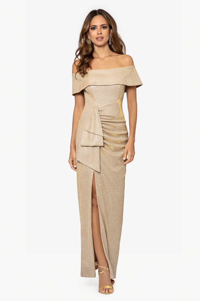 Xscape Evenings "Tessa" Glitter Off the Shoulder Evening Dress 5055X Xscape Evenings "Tessa" Glitter Off the Shoulder Evening Dress 5055X