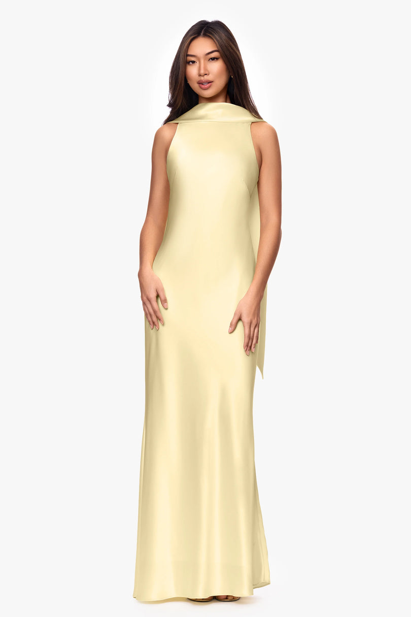 xscape dress Xscape Evenings Satin Back Sash Evening Dress 7341X