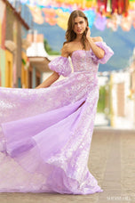 Sherri Hill A-line Puff Sleeve Gown 55423