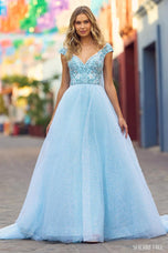 Sherri Hill Cap Sleeve Ball Gown with Cape Dress 55451