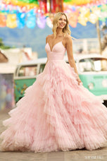 Sherri Hill V-Neck Ruffle Ball Gown Prom Dress 55461