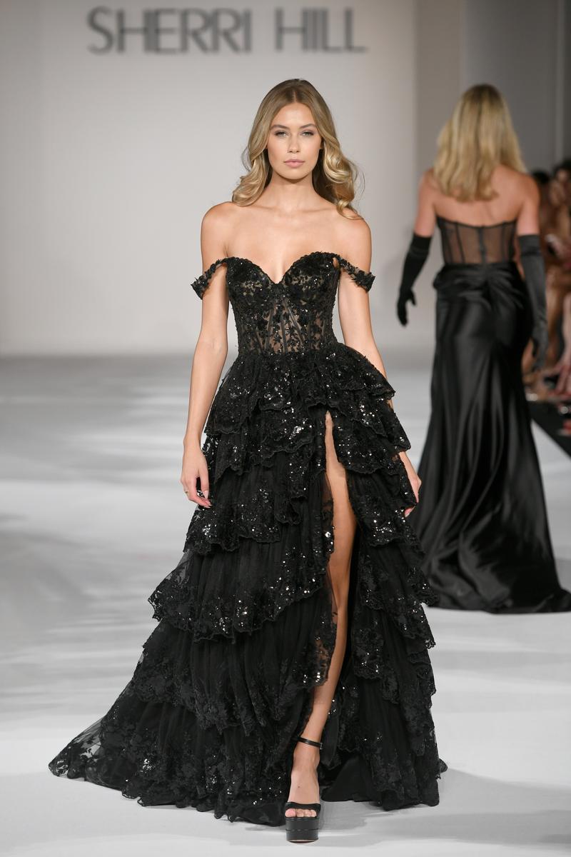 Sherri Hill Sequin Ruffle A-Line Prom Dress 55500 Sherri Hill Sequin Ruffle A-Line Prom Dress 55500