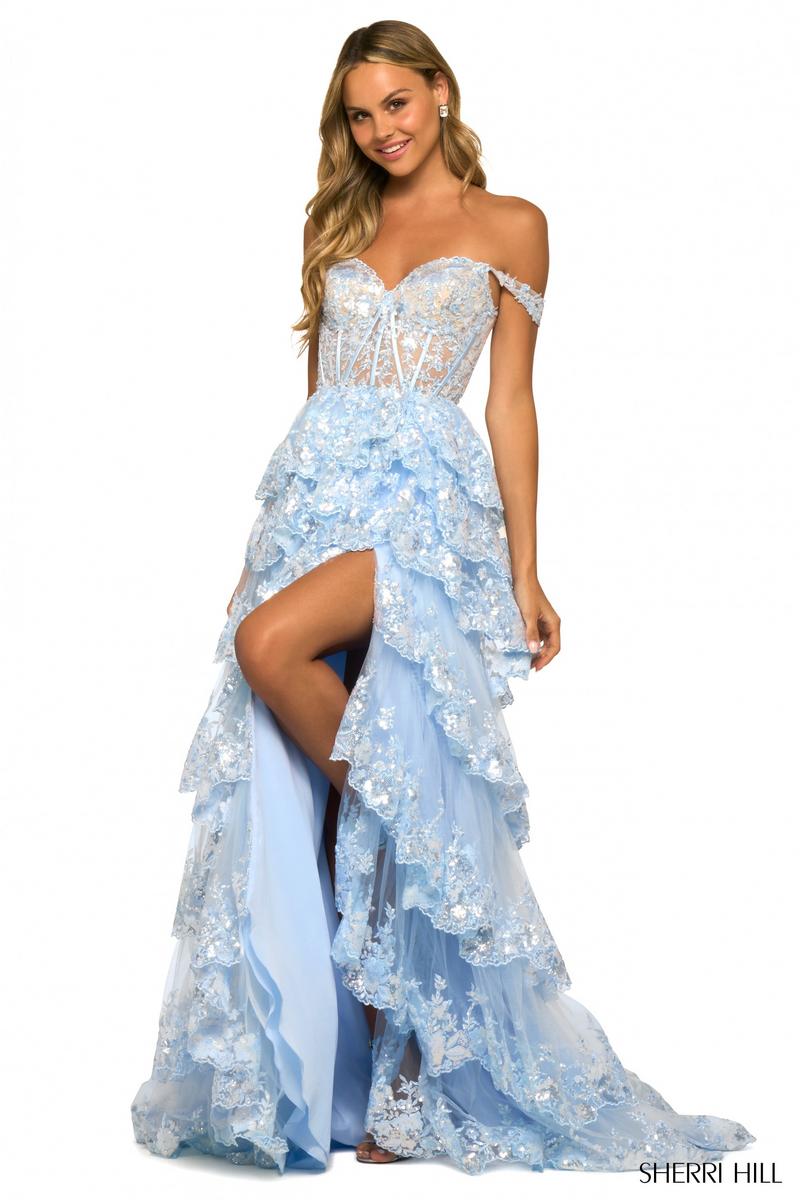 Sherri Hill Sequin Ruffle A-Line Prom Dress 55500 - C