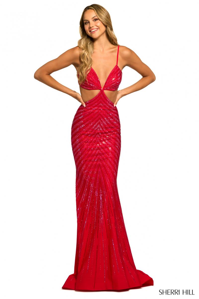 Sherri Hill Hot Fix Cut-out Dress 55518 Sherri Hill Hot Fix Cut-out Dress 55518