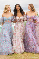 Sherri Hill Floral Print Ruffle Dress 55541