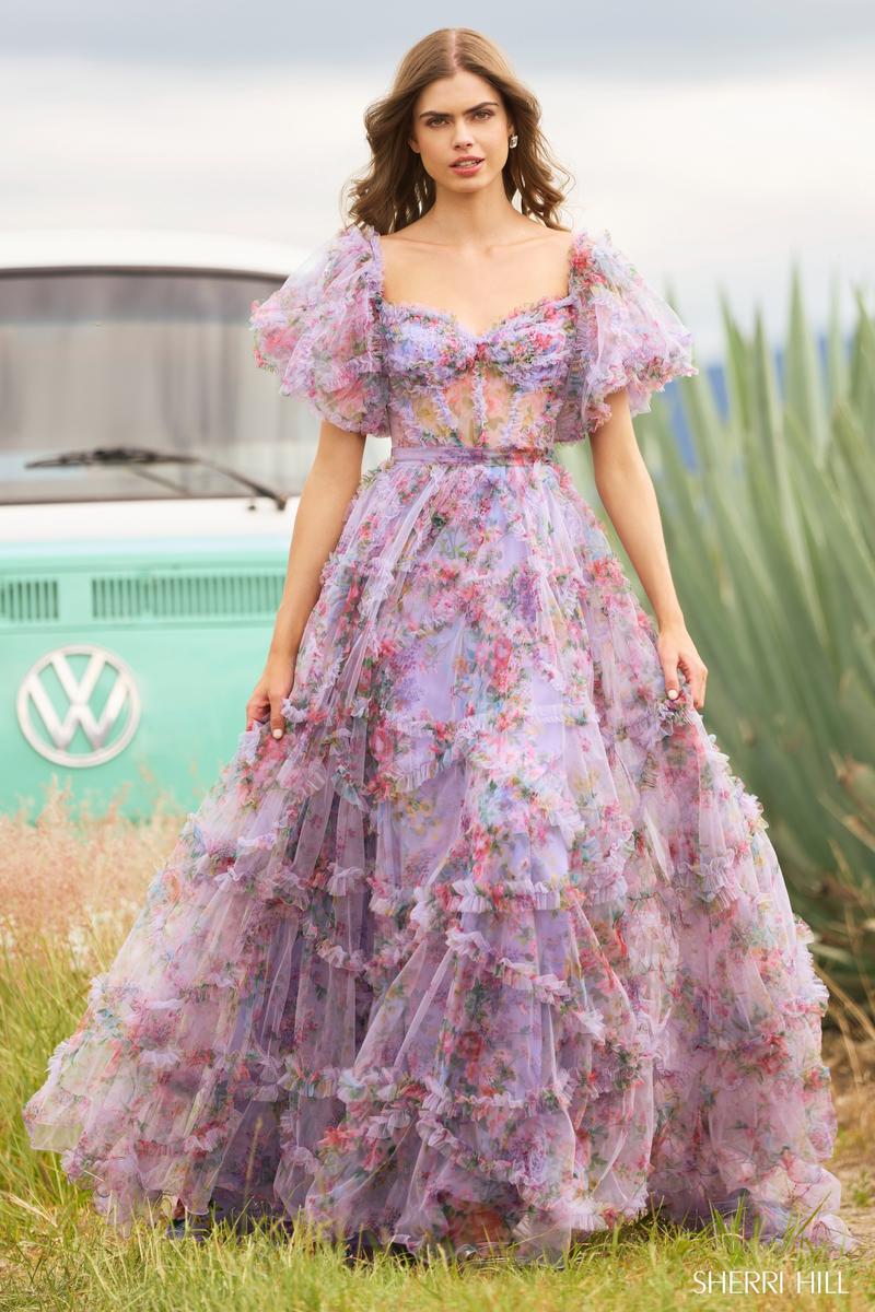 Floral Print Ball Gown, Macduggal Evening Gowns Miami, Macduggal Evening  Dress Miami, Macduggal Prom Dress Miami