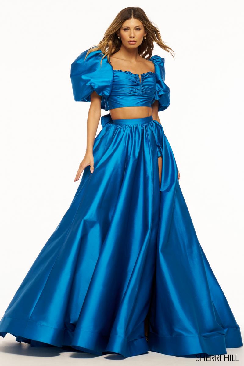 blue two piece sherri hill dress Sherri Hill 55514 - Sequined Two-Piece Evening Dress 0 / Periwinkle*