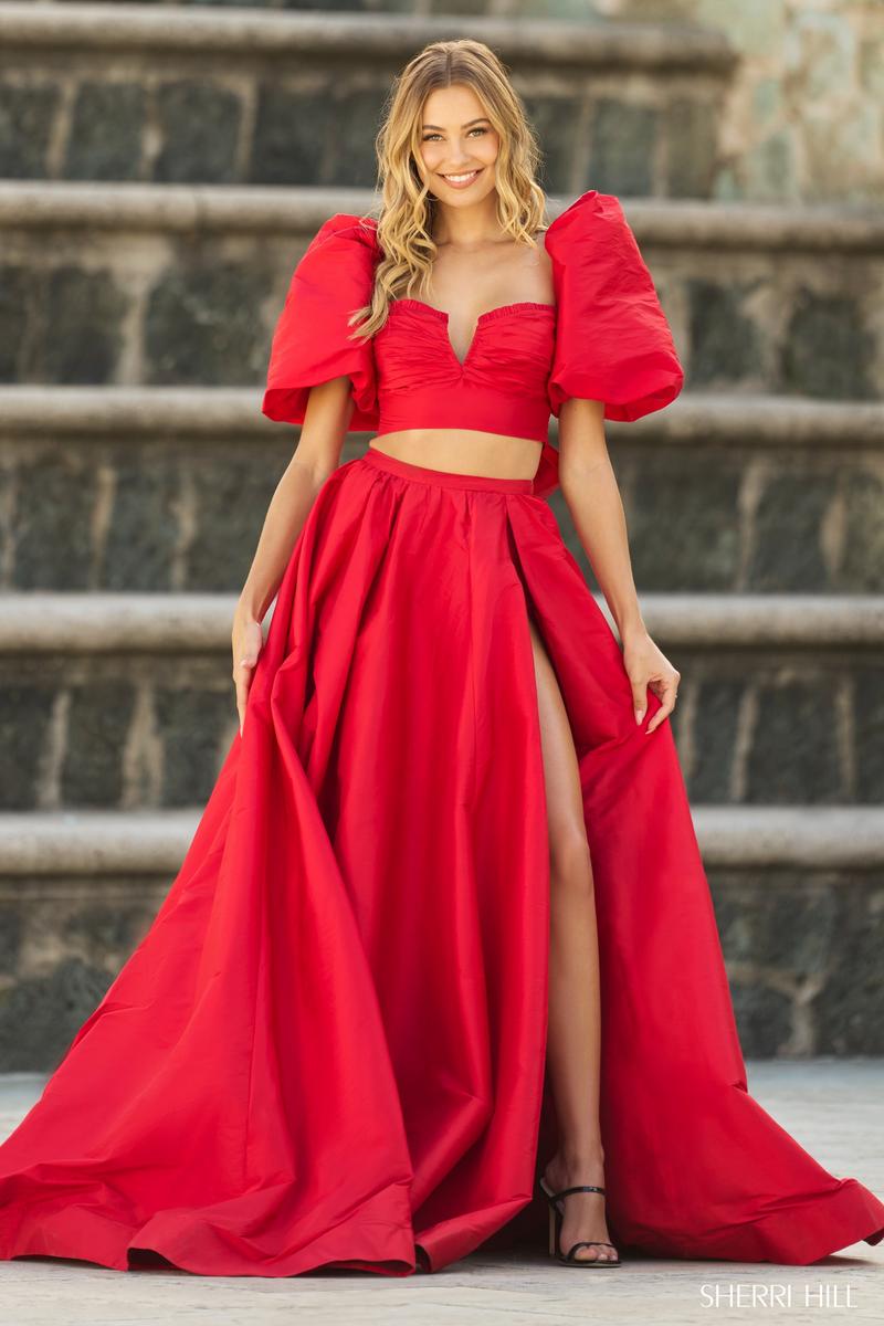 Sherri Hill Two Piece Balloon Sleeve Dress 55630 Sherri Hill Two Piece Balloon Sleeve Dress 55630