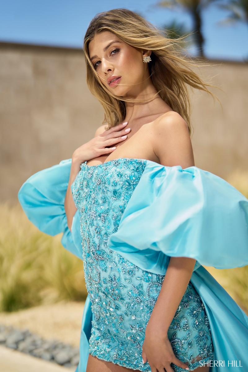 short dress with train Sherri Hill Short Dress with Train 55631