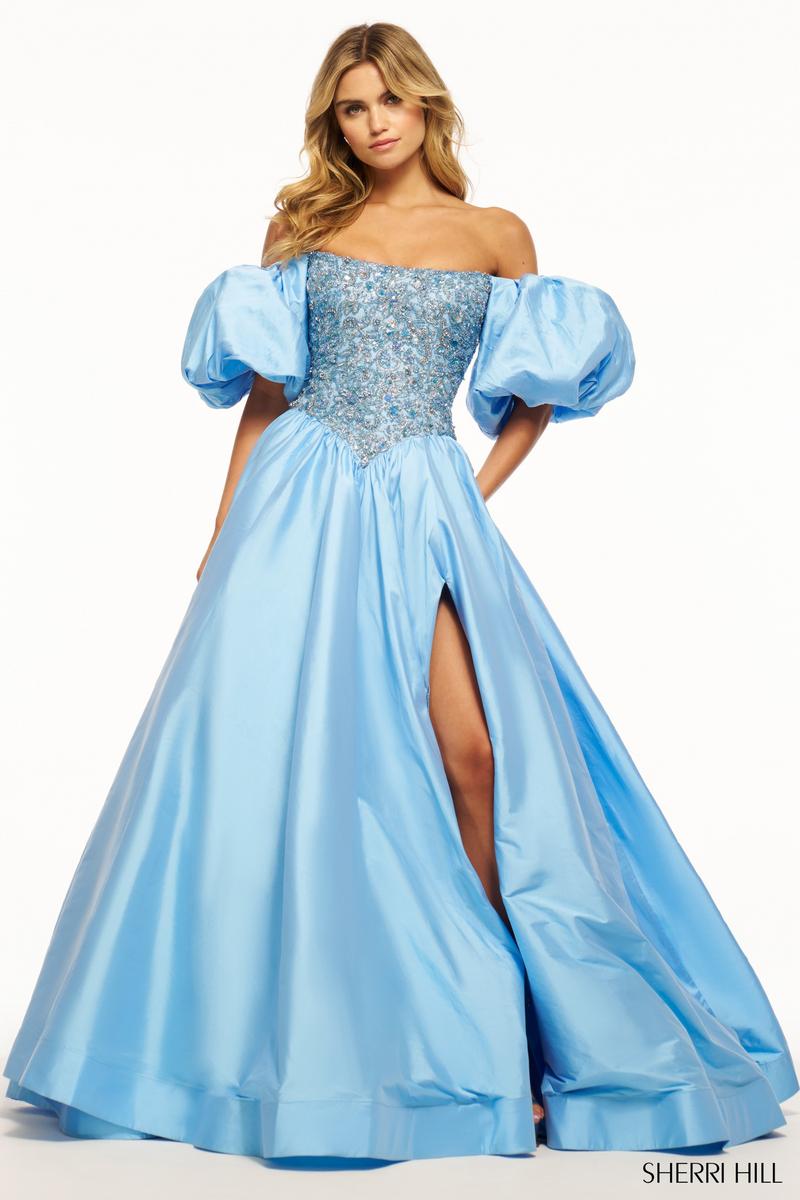 Sherri Hill Ball Gown Balloon Sleeve Dress 55641 Sherri Hill Ball Gown Balloon Sleeve Dress 55641