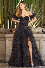 Sherri Hill Sparkle Ruffle Ball Gown Dress 55743