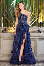 Sherri Hill One Shoulder Ruffle Sequin Prom Dress 55799