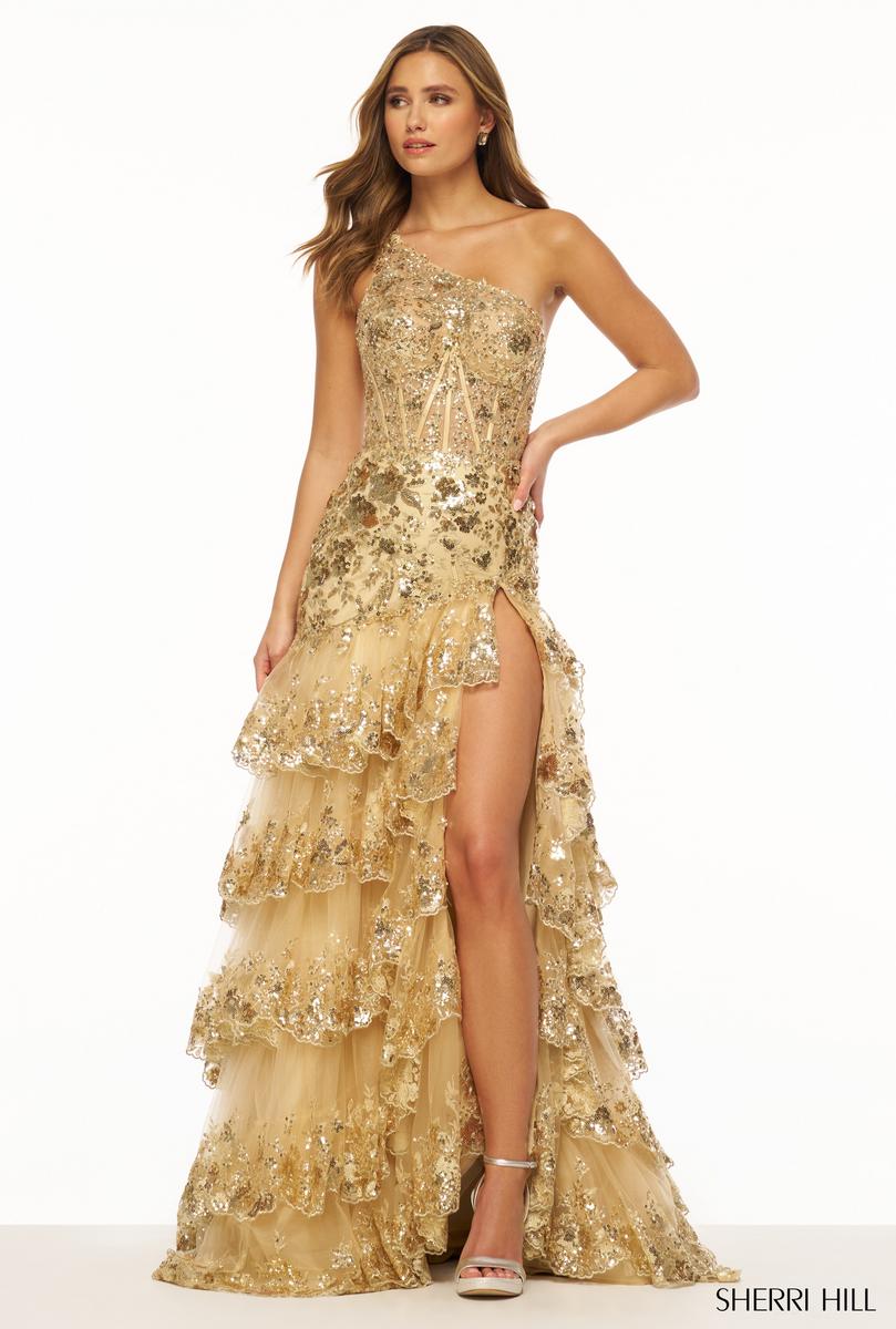 Sherri Hill Fit and Flare Ruffle Prom Dress 55800