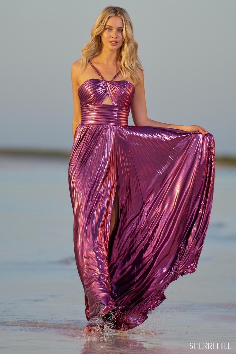 Metallic Pleated Sherri Hill Halter Neck Dress Buy Dress Style 51236 Designed By SherriHill Metallic Pleated Sherri Hill Halter Neck Dress Buy Dress Style 51236 Designed By SherriHill