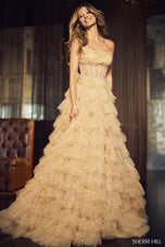 Sherri Hill Sparkly Ruffle Ball Gown 55950