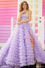 Sherri Hill Strapless Ruffle Ball Gown Prom Dress 55981