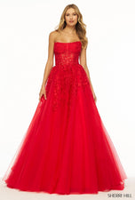 Sherri Hill Strapless Lace Prom Dress 55993