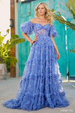Sherri Hill Off Shoulder Floral Print Prom Dress 56009