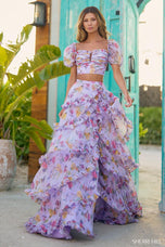 Sherri Hill Two Piece Floral Chiffon prom Dress 56024