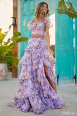 Sherri Hill Two Piece Floral Chiffon prom Dress 56024