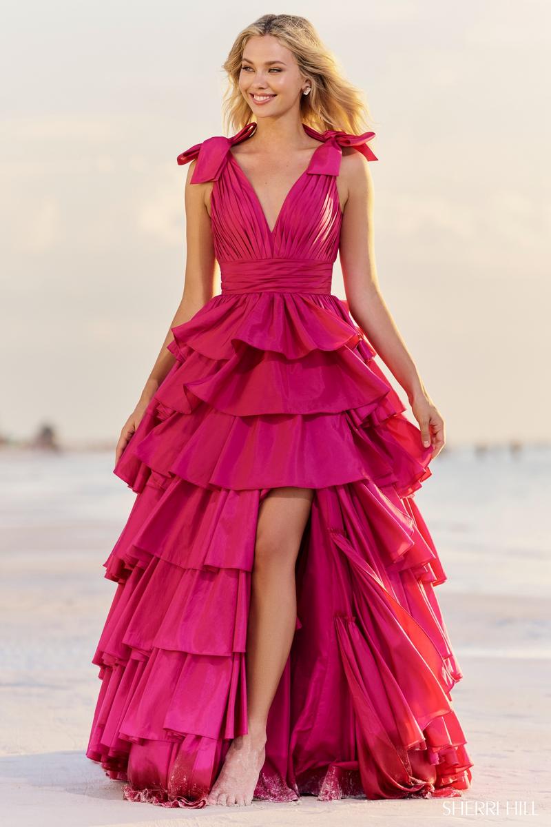 Sherri Hill Taffeta Ruffle Ball Gown 56035