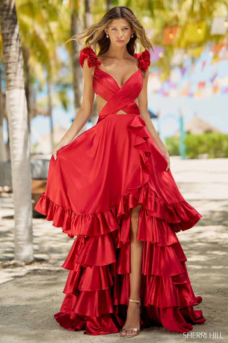 Sherri Hill Satin A-Line Prom Dress 56057 Sherri Hill Satin A-Line Prom Dress 56057