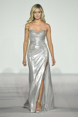 Sherri Hill Metallic Lamé Long Prom Dress 56061