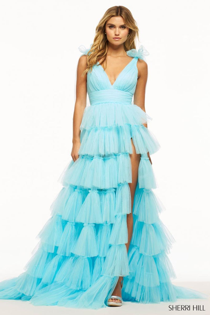 Sherri Hill Ruffle Ball Gown Prom Dress 56066