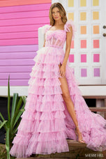 Sherri Hill Lace-up Back Ruffle Prom Dress 56074